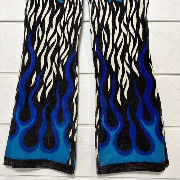 Vtg Gypsy Rose Baggy Flare Grunge Y2K Zebra Print Pants Jeans Goth Skate SzXL - Picture 3 of 10
